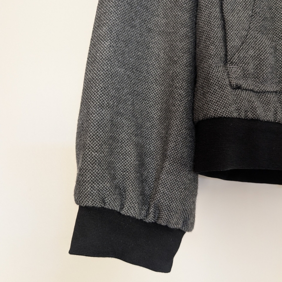 Democracy Banded Bomber Jacket Lightweight Gray Black Medium - Picture 10 of 16